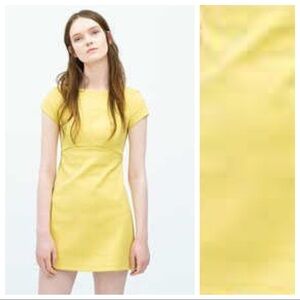 🌹NWT. Zara Lemon Yellow Mini Dress. Size L.